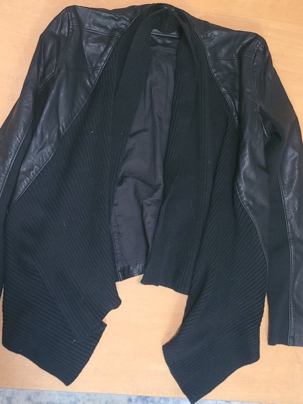 [BLANKNYC] Black Leather Open-Front Jacket, Size XS